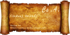 Csuhaj Anikó névjegykártya